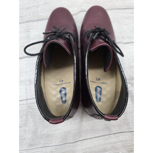 Wolky Dusky Burgundy Leather Lace Up Wedge Bootie Boot EU 41. US 9.5 M - Picture 7 of 10